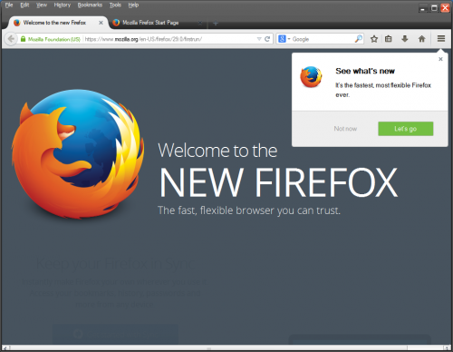 Главное окно Firefox 29.0