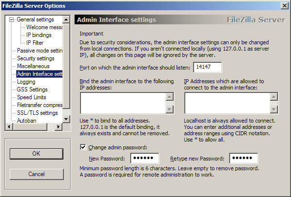 Admin Interface settings