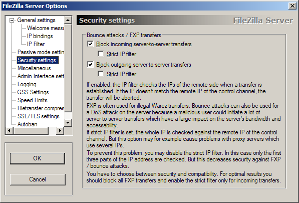 Security settings