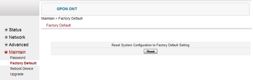 Maintain -> Factory Default