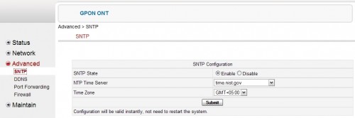 Advanced -> SNTP