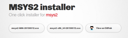 Страница загрузки MSYS2